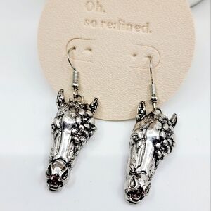 Silver Horse Head Earrings